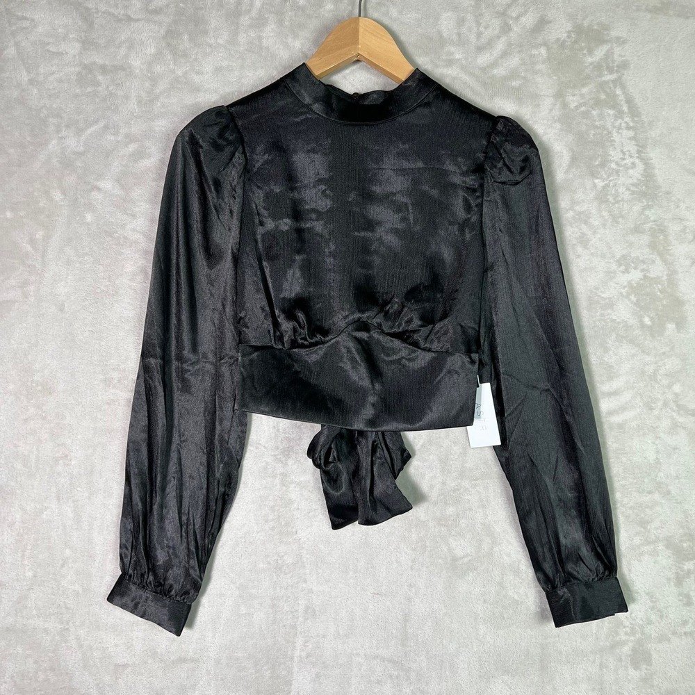 Astr The Label Open Back Crop Top Small Black NWT Club Glam Cocktail Baddie